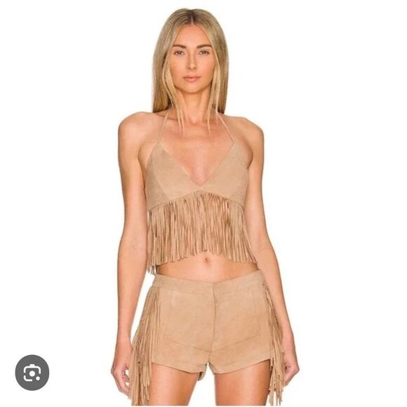 NWT LAMARQUE x REVOLVE Sabbi Suede Top in Sand Large - Picture 11 of 11